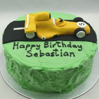 Car - Racing Car on Road Birthday Cake